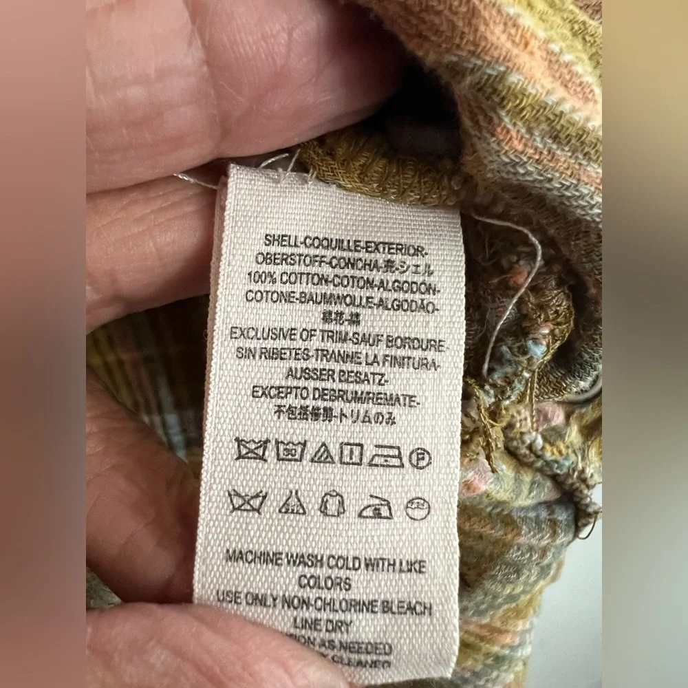 Free People Juniper Ridge Plaid Raw Hem Distressed Boho Grunge Shirt S - Picture 5 of 7